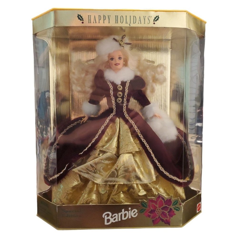 Mattel 15646 Barbie Happy Holidays 1996 Special Edition with PURPLE Eyes